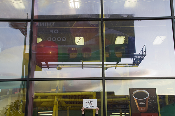 Reflection of David Lamelas' artwork... Pico, west of Fairfax