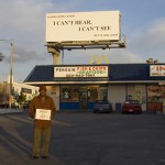 Ernie with Yvonne Rainer's artwork... Pico, west of Fairfax