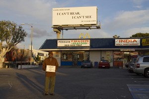 Ernie with Yvonne Rainer's artwork... Pico, west of Fairfax